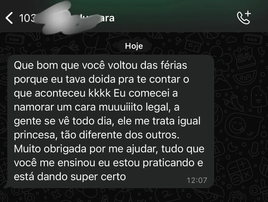 Print original do depoimento 1; texto disponível na transcrição abaixo