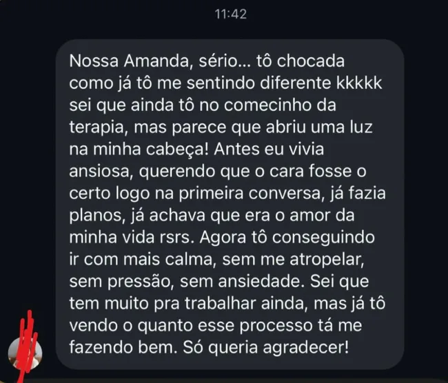 Print original do depoimento 3; texto disponível na transcrição abaixo