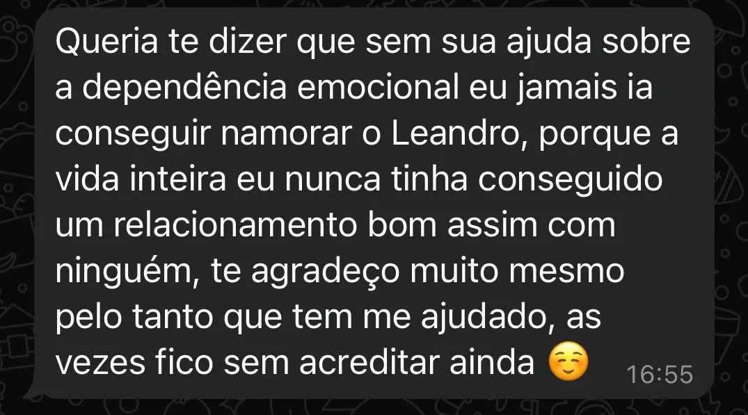 Print original do depoimento 5; texto disponível na transcrição abaixo