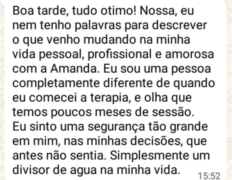 Print original do depoimento 6; texto disponível na transcrição abaixo